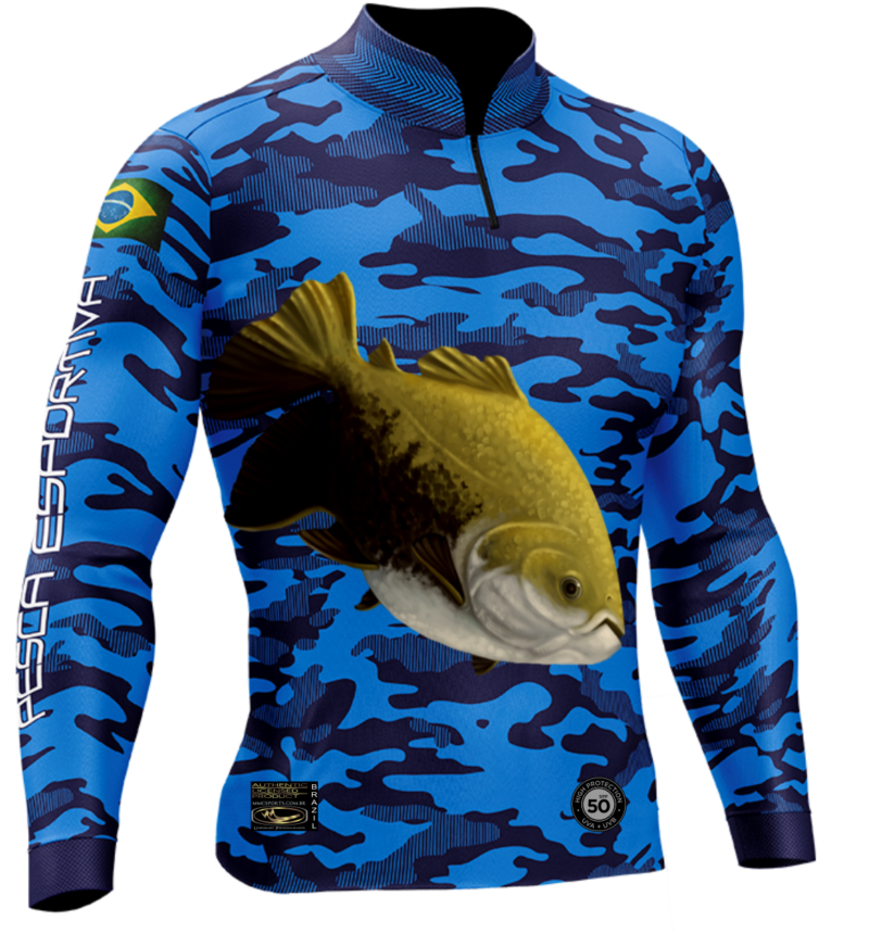Imagem da Camisa de Pesca Personalizada Tamba Azul Escuro Frente