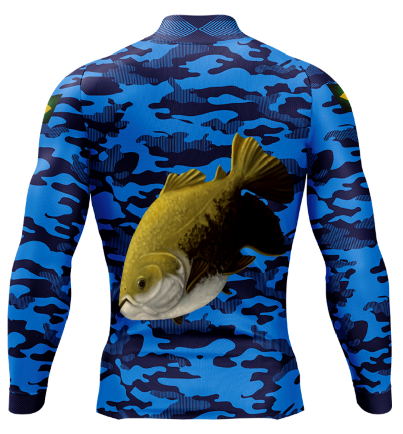 Imagem Camisa de Pesca Personalizada Tamba Azul Escuro Costas