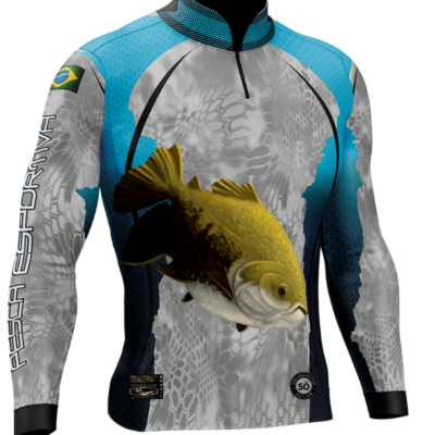 Camisa de Pesca Personalizada Tamba Cinza Azulado Frente