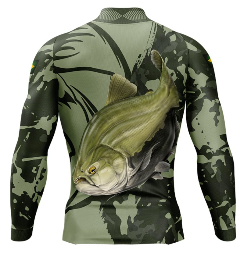 Camisa de Pesca Personalizada Tamba Cinza Claro Costas