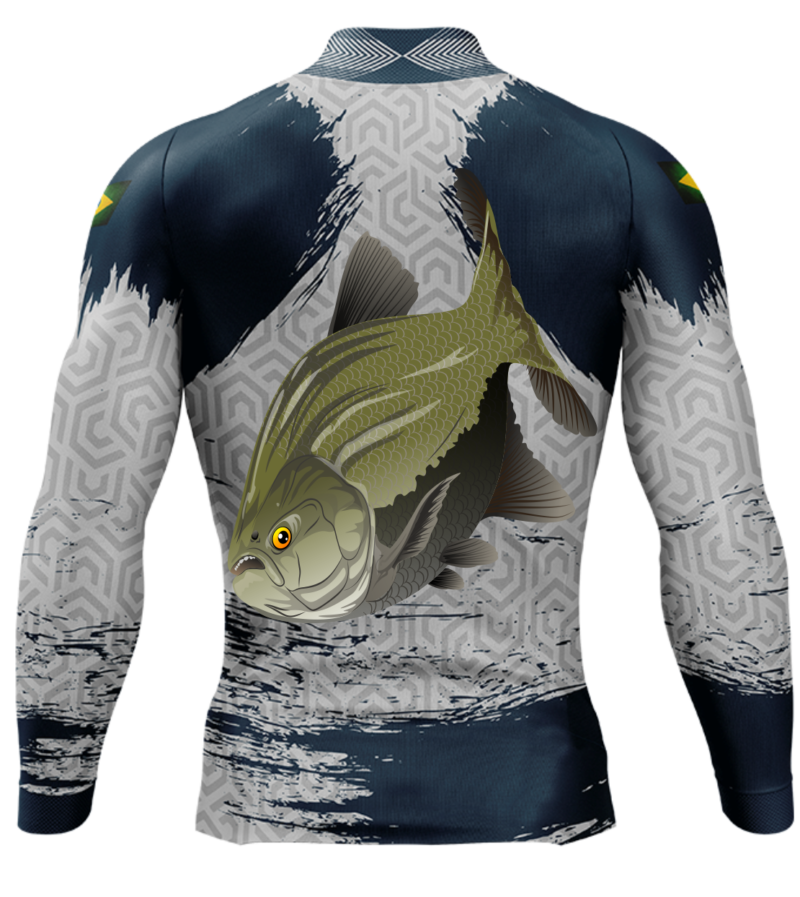 Camisa de Pesca Personalizada Tamba Cinza Costas