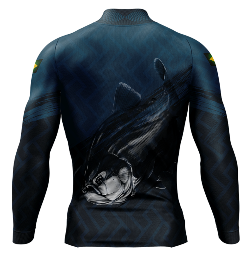 Camisa de Pesca Personalizada Tamba Cinza Escuro Costas