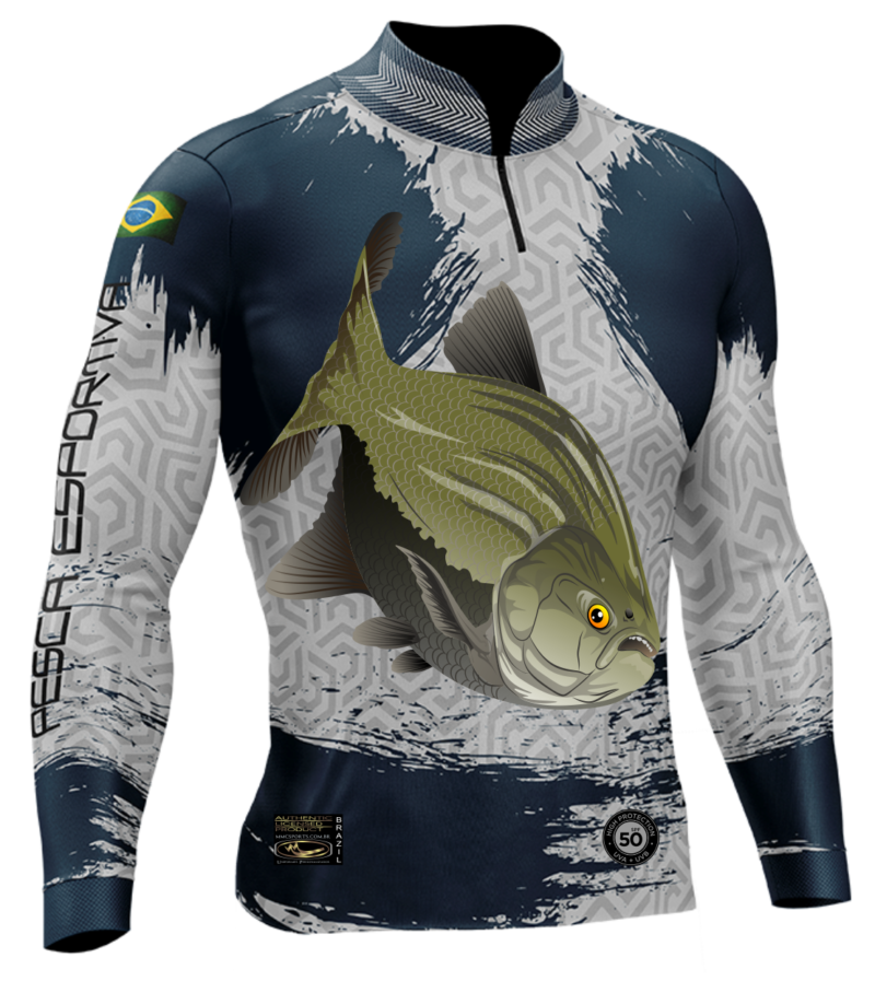 Camisa de Pesca Personalizada Tamba Cinza Frente