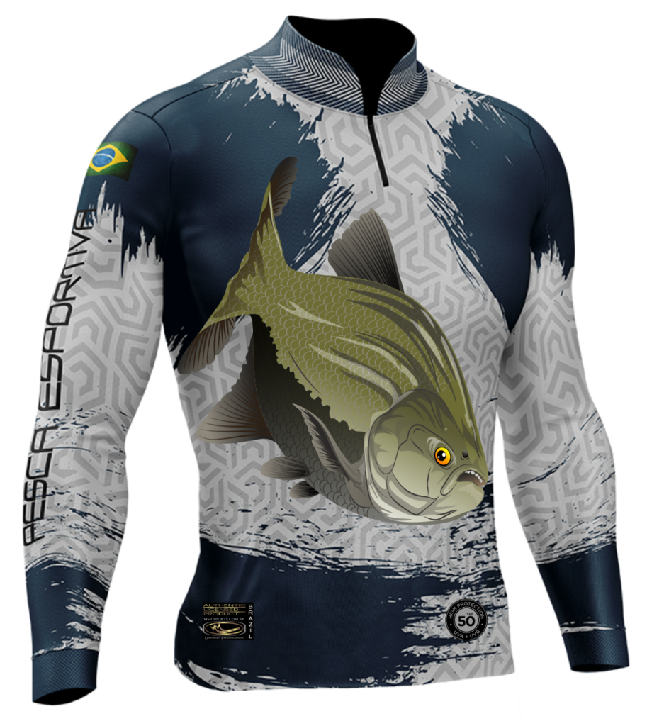 14 - Camisa de Pesca Personalizada Masculina Petróleo Cinza - Loja MMC ...