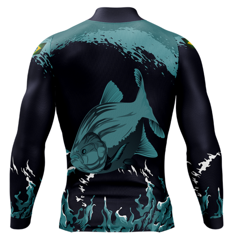 Camisa de Pesca Personalizada Tamba Verde Escuro Costas