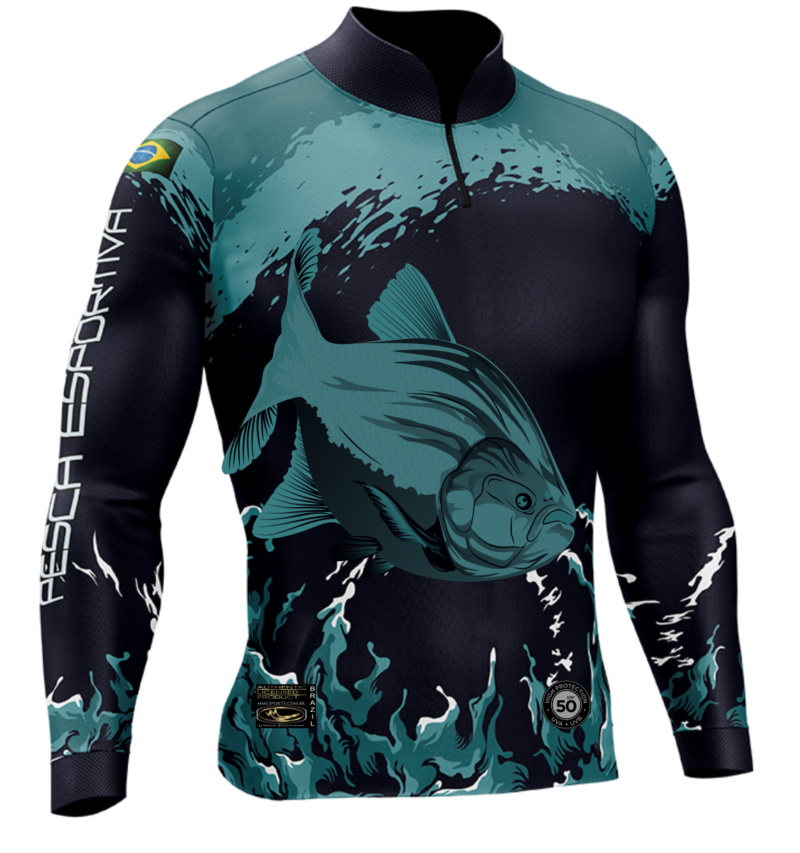 Camisa de Pesca Personalizada Tamba Verde Escuro Frente