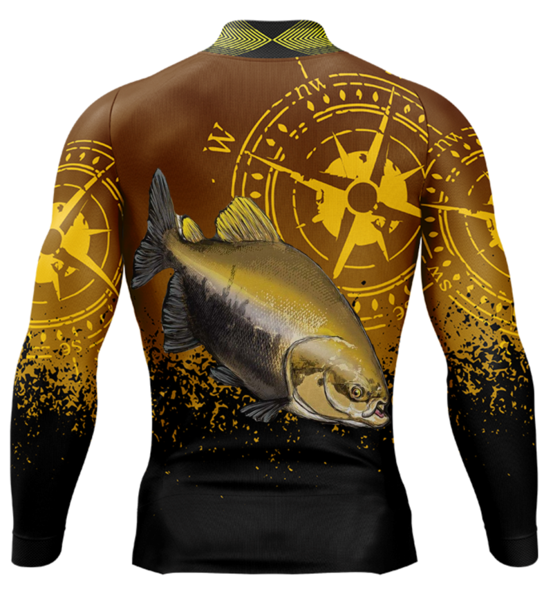 Camisa de Pesca Personalizada Tamba Laranja com Preto Costas