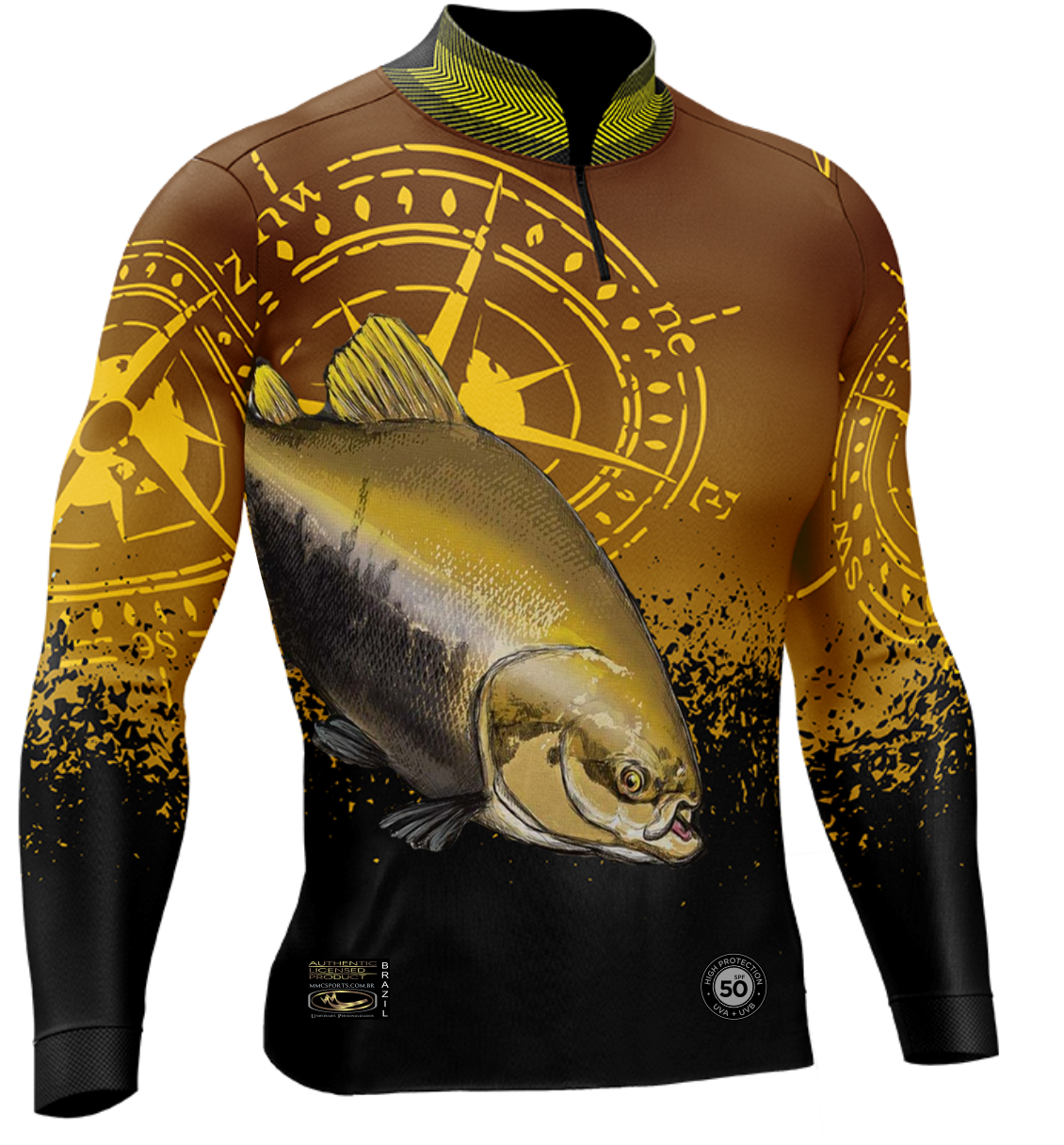 3 - Camisa de Pesca Personalizada Masculina Tamba Ouro Preta - Loja MMC  Sports