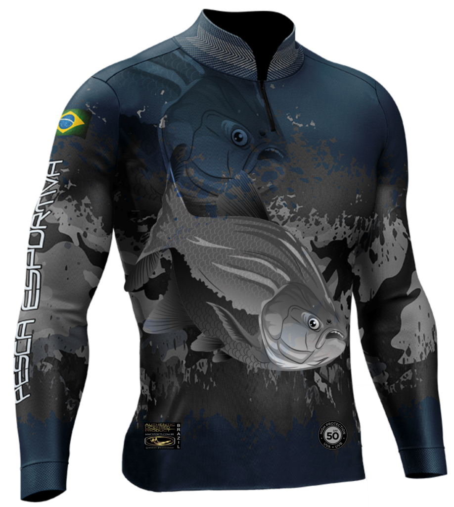 7 - Camisa de Pesca Personalizada Masculina Tamba Petróleo Chumbo ...