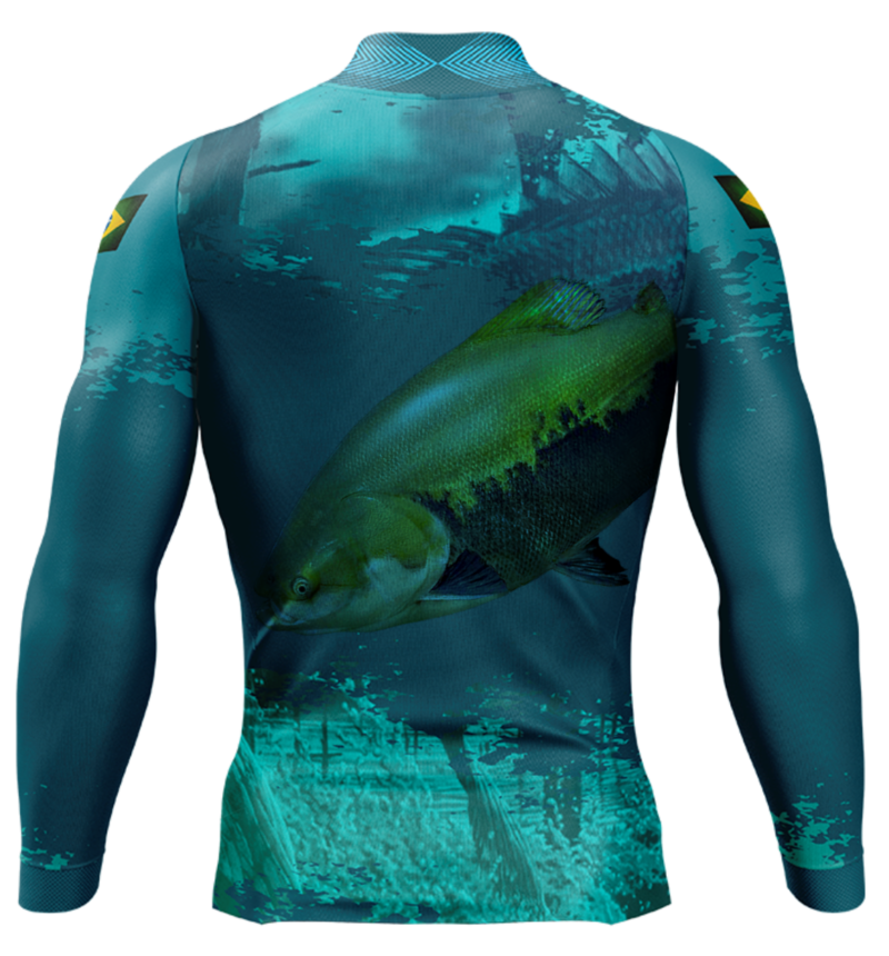 Camisa de Pesca Personalizada Tamba Verde Azulado Costas