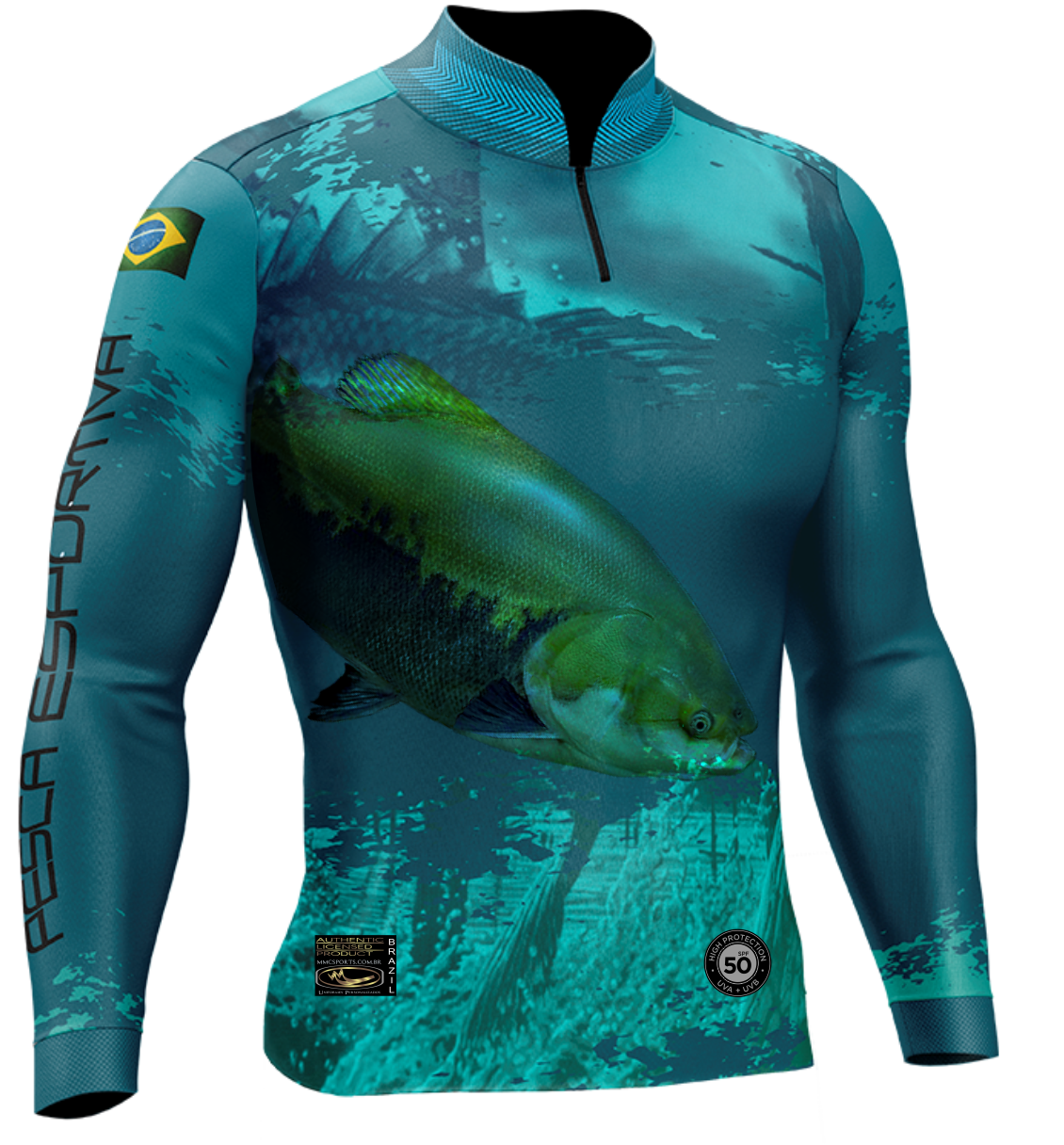 2 - Camisa de Pesca Personalizada Masculina Tamba Verde Azulada - Loja MMC  Sports