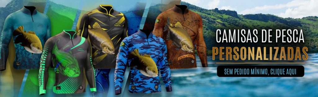 Camisa de Pesca Personalizada Masculina - Banner Com cinco camisas